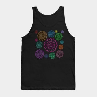 Colorful Groovy Flower Pattern Outline Tank Top